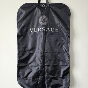 New AUTH VERSACE Black Garment Bag w/ Hanger Loop, Handle Straps, Zipper Closure